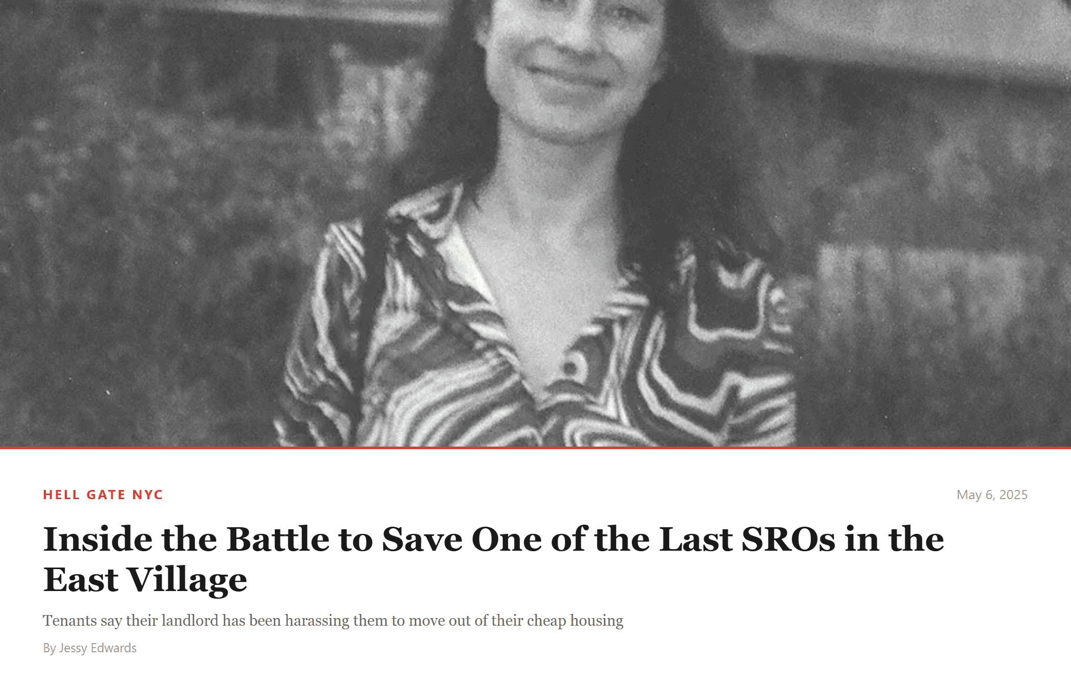 Hell Gate NYC article: Inside the Battle to Save One of the Last SROs in the East Village